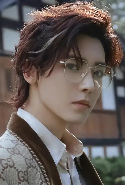 侯明昊复古雅痞眼镜造型