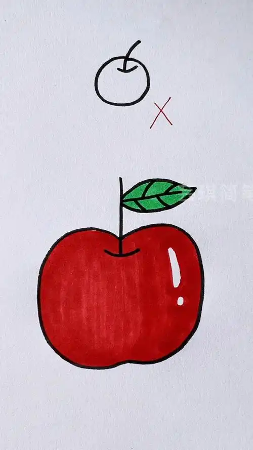 #简笔画#苹果这样画,一学就会-度小视
