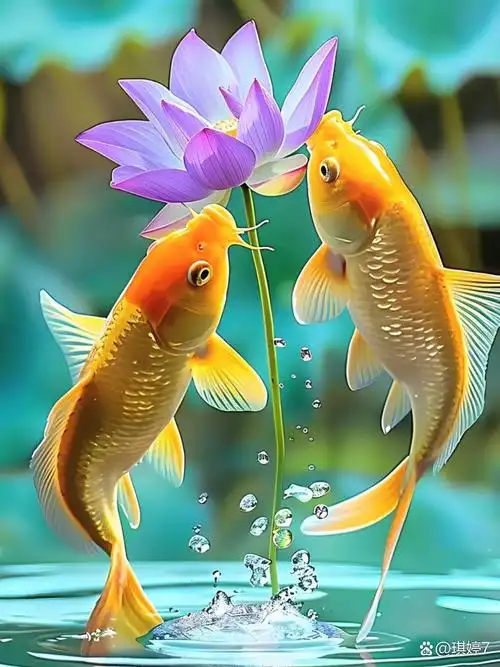 锦鲤荷花图,美到窒息的艺术瑰宝!