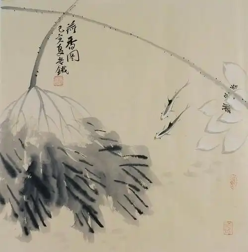 手绘字画客厅装饰画热销i060480老铁三尺斗方水墨国画花鸟画荷花