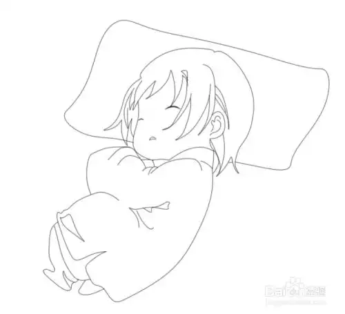 简笔画--q版熟睡中的孩子画法