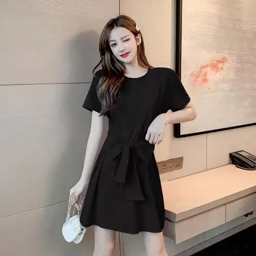 2021夏新款连衣裙女个性创意简约时尚收腰显瘦女装韩版气质连衣裙