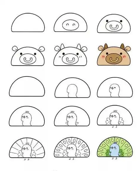 小动物简笔画可爱又简单67图源网络67676767萌萌哒小动物简笔画9张