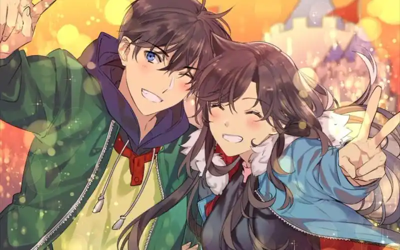 名侦探柯南插画 工藤新一毛利兰壁纸