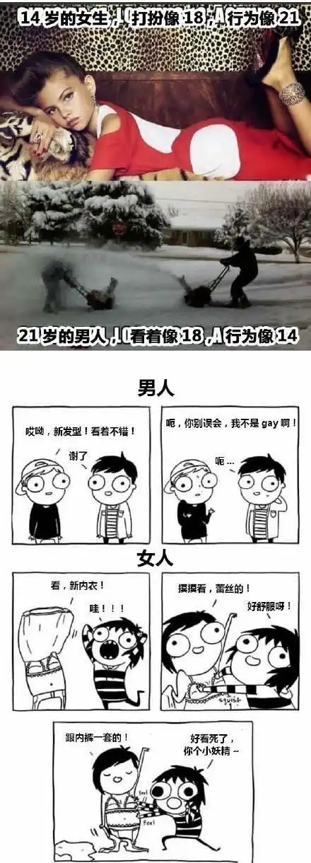 男人跟女人的区别,可以说非常生动形象了