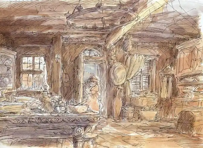 宫崎骏《哈尔的移动城堡》线稿欣赏 - 前期:剧本,分镜,角色,场景