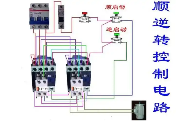 三相异步电动机正反转实物接线图!