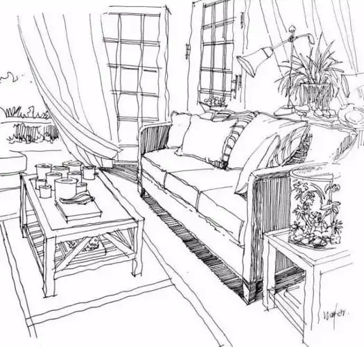 精选60张室内设计手绘空间线稿范例!