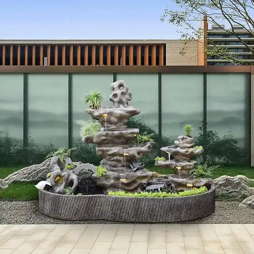 入户花园水景庭院景观装饰假山摆件阳台鱼池摆件