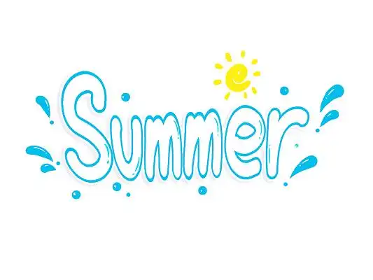 蓝色白色艺术字summer手写字夏天英文