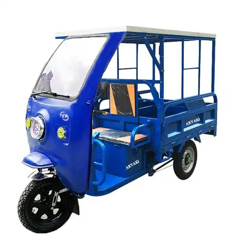 卡瓦崎国际出口电动运输载重小三轮 太阳能板家用农用自卸快递车