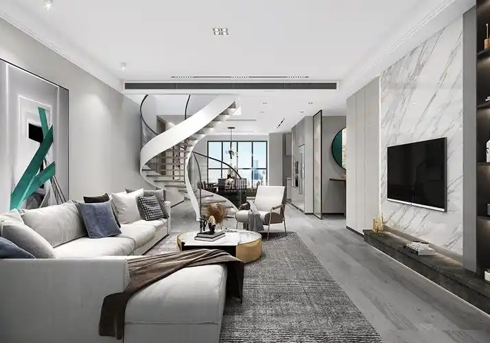 浦东新区大唐盛世花园170平方现代简约风格三室二厅客厅装修效果图