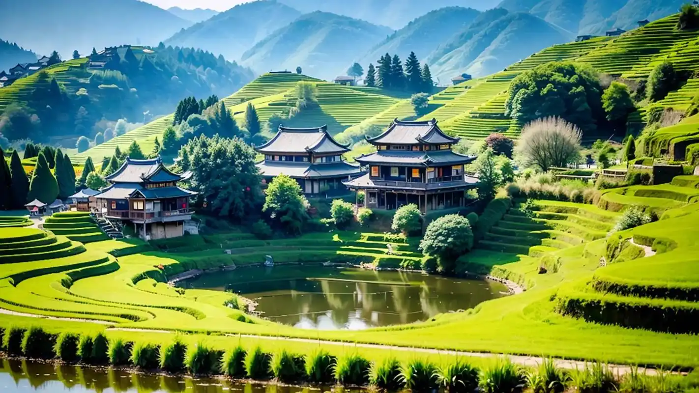 唯美四季9春意盎然山间村舍.横屏原图是4k高清大图分辨率51 - 抖音