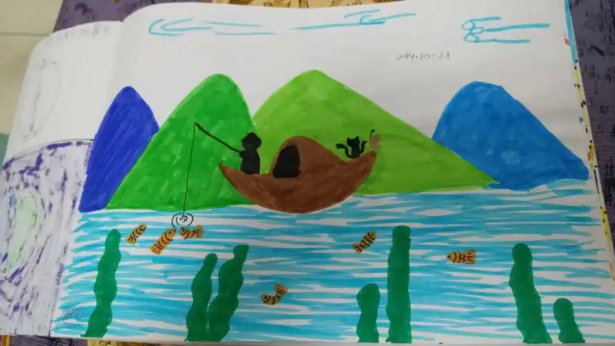 小学时画的山水画.