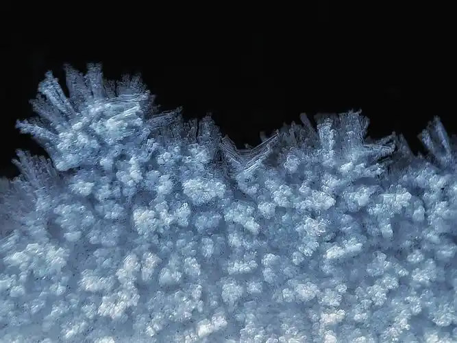 湖边的冰霜结晶体