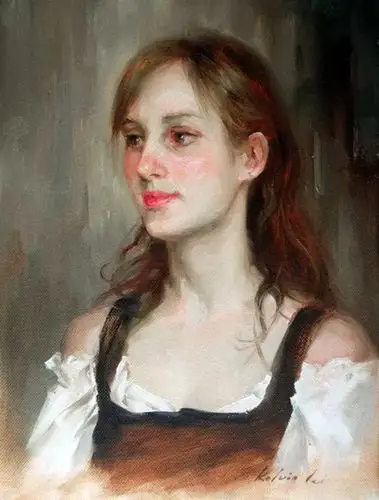 优雅浪漫何岸女性肖像油画