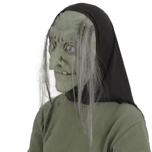 万圣节老太婆女巫童话老巫婆头套恶魔鬼巫师舞会道具乳胶恐怖面具
