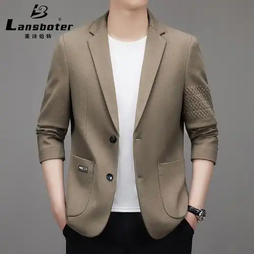 莱诗伯特弹力磨毛绒面西装男秋季新款修身休闲小西装男士单西外套