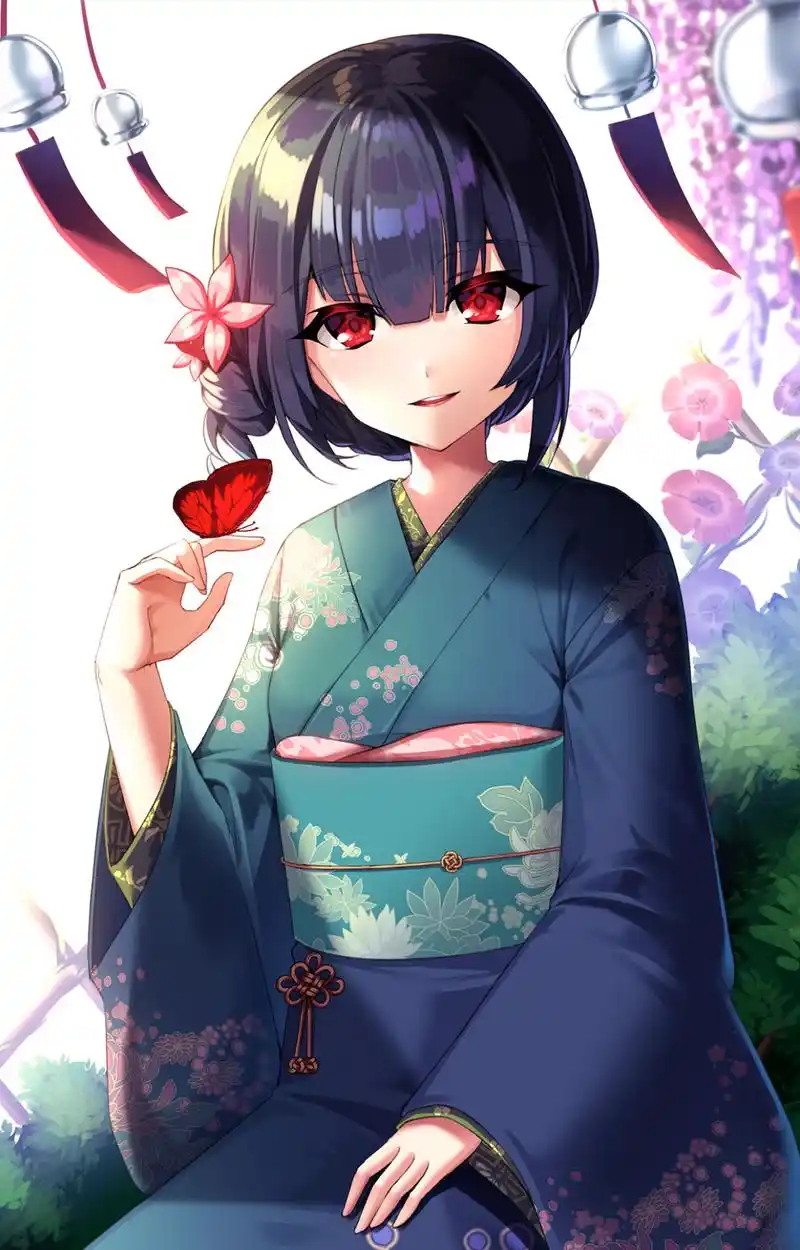 高清手机壁纸分享:极其唯美的日本和服动漫形象,二次元美女插画