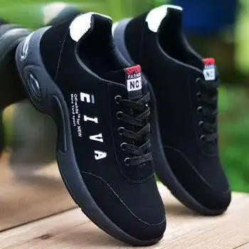 男鞋秋冬季厚底耐磨运动鞋男工作鞋男士休闲潮鞋百搭黑色防滑鞋子 f16