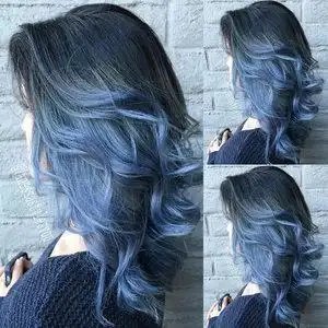 网红同款渐变发色蓝色挑染银灰女团彩色长直发10美宿假发女长发网红