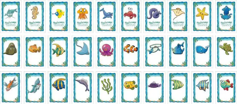 请能帮我把以下图片所有海洋生物的名字都写出来吗,重赏!谢谢!