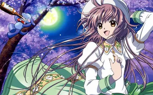 精选清新养眼绿色背景可爱动漫少女萌妹子电脑桌面壁纸