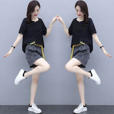 女装夏季短袖新款2021爆款套装