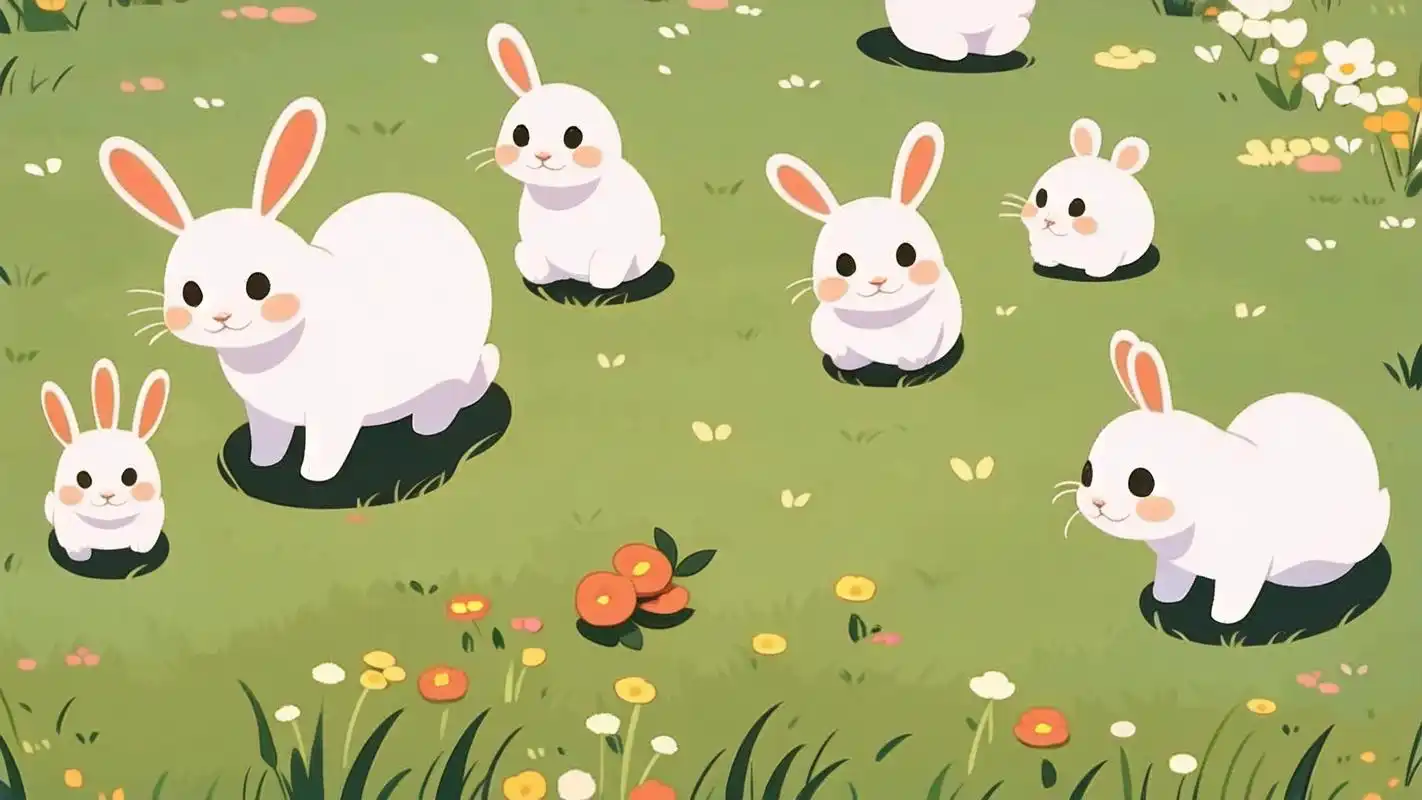 🐰可爱兔子在草地玩耍横版壁纸🌿 快来看看这些超级可爱的兔子