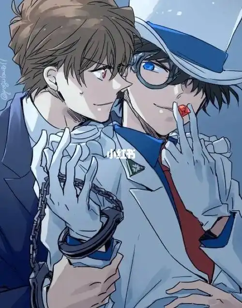 白黑cp也不错哟～#名侦探柯南#怪盗基德#白马探#黑羽快斗