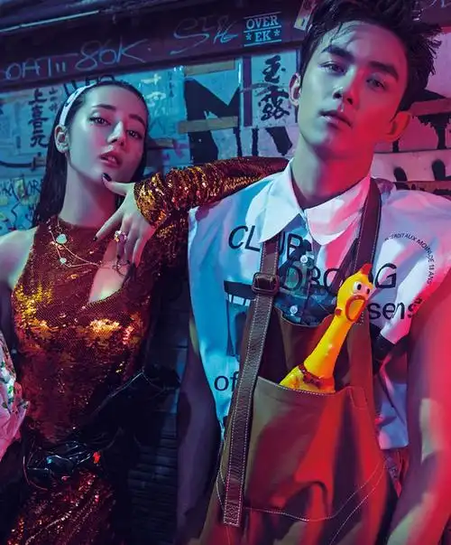 迪丽热巴吴磊酷炫时尚杂志封面高清图片