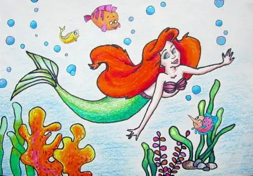 少儿书画作品-海的女儿/儿童书画作品海的女儿欣赏_中国少儿美术网