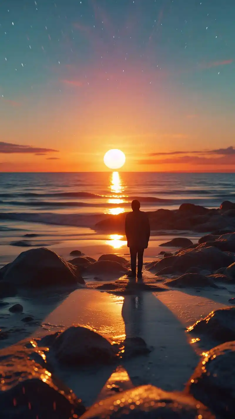 💔孤独身影,海边伤心时分🌊 在海边,一个孤独的身影静静地坐着