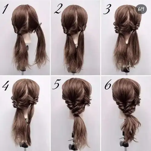 现在比编麻花头更要加简易的发型是系上头发以后多做几次翻转,像上面