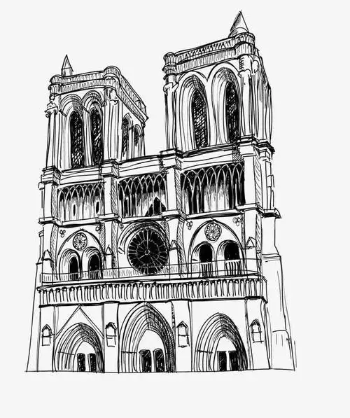 手绘线条欧式建筑