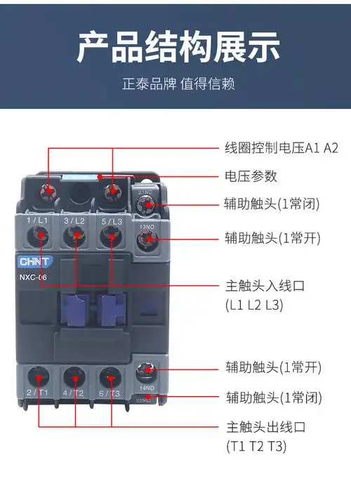 低压交流接触器常开常闭触点nxc-06 6a单相220v三相380v 36v 36vac