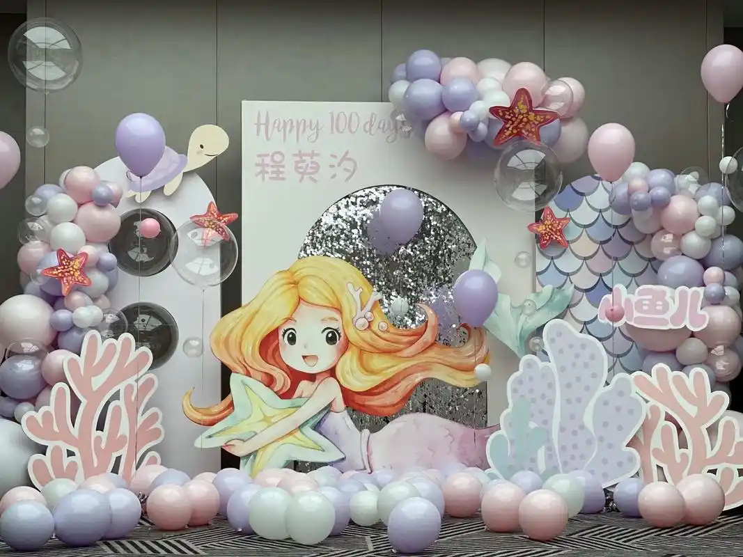 美人鱼宝宝生日气球布置马卡龙色系.#热门 #气球派对布置 # - 抖音