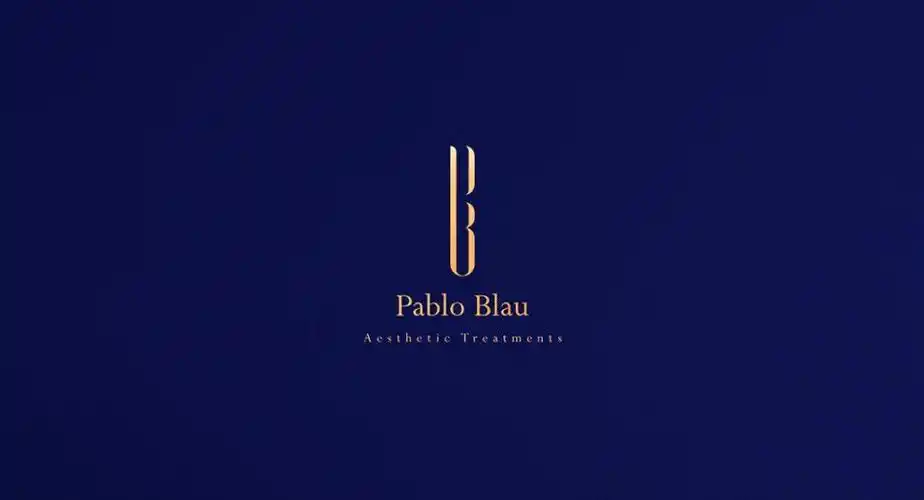 pablo blau高端护肤美容会所诊所logo设计品牌形象vi设计,蓝金色奢华