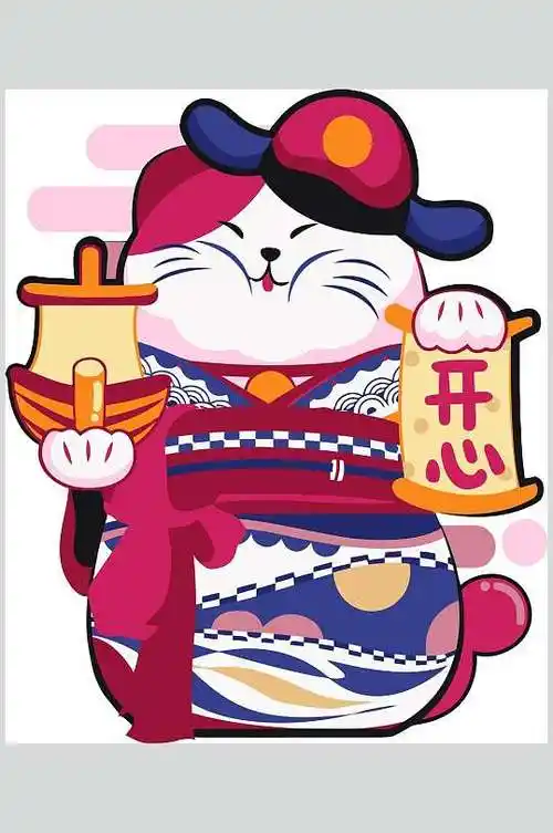 动画日式招财猫矢量素材