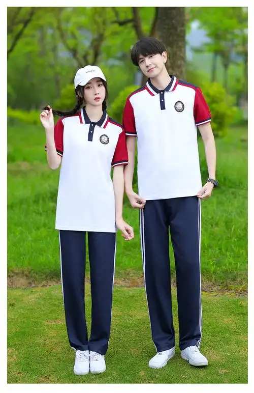 2598#实拍情侣装 校服套装学生夏季短袖中学生班服定制运动会服
