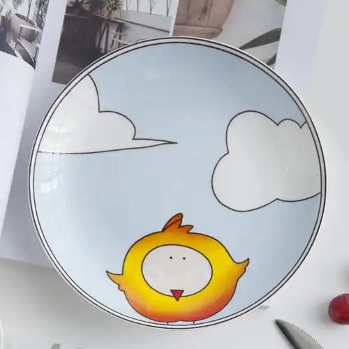 z牛排西餐盘子陶瓷餐具可爱儿童创意卡通碟子ins餐盘个性菜盘427