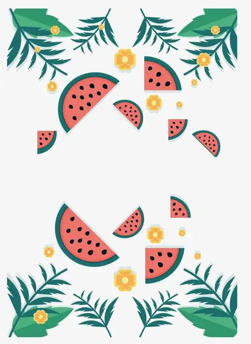 我爱夏天西瓜花纹免抠素材免费下载_觅元素51yuansu.com