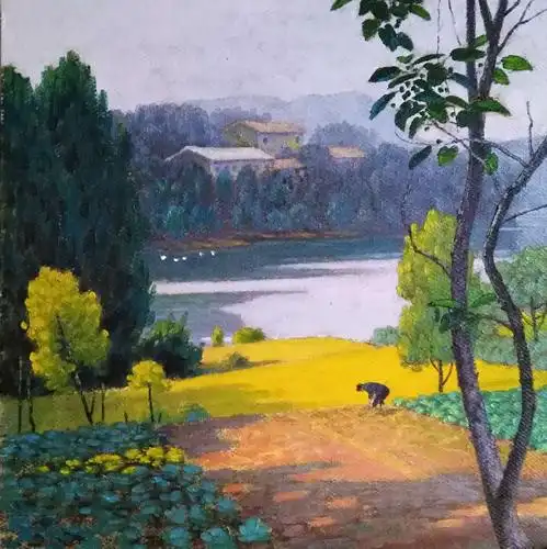 早晨的田间   布面油画   60x60cm   2018年