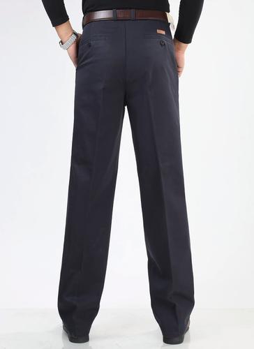 男裤中老年休闲裤纯棉双褶宽松加绒加厚高腰深档加肥加大码冬季