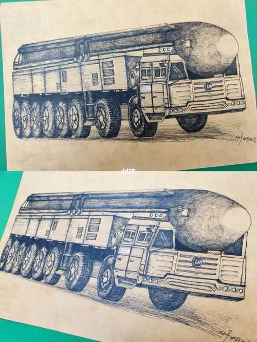 导弹车钢笔速写线描写生