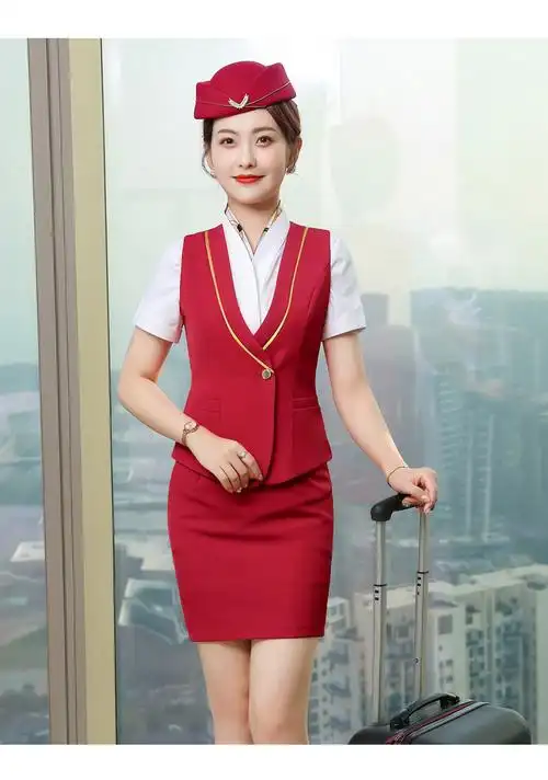 高铁乘务员空姐制服套装女艺考职业装美容院酒店空乘铁路工作服夏