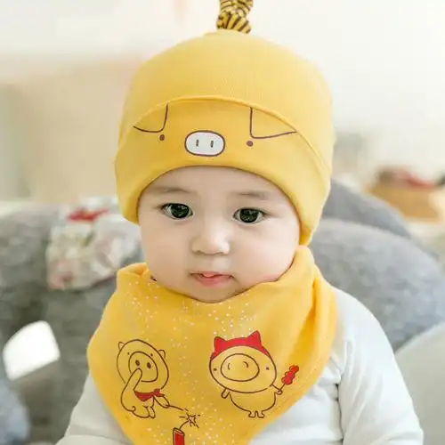 婴儿帽子春秋薄款女宝宝男宝6个月新生儿可爱初生春季潮纯棉韩版