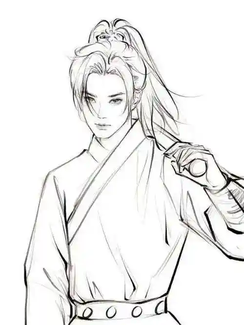 古风男子手绘线稿,临摹学画