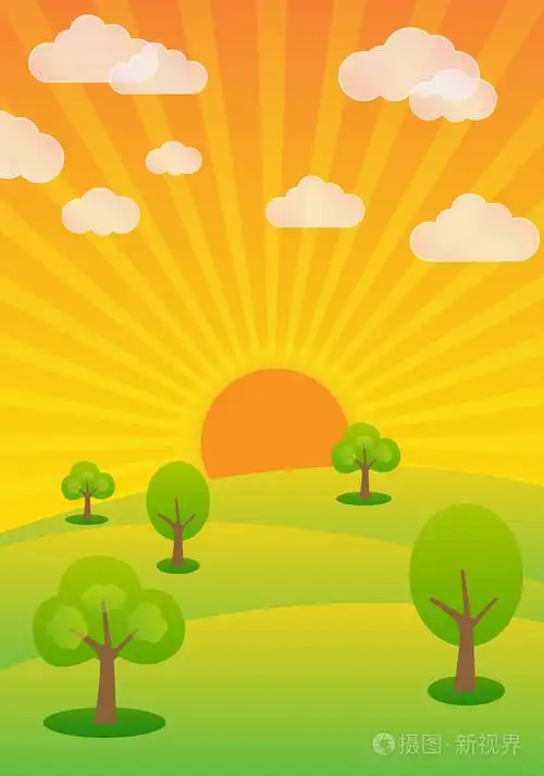 傍晚的阳光夏天乡村景观背景矢量