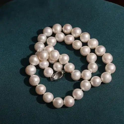 10-11mm高档珍珠项链 天然淡水大颗粒珠子送长辈礼物近圆礼盒套装